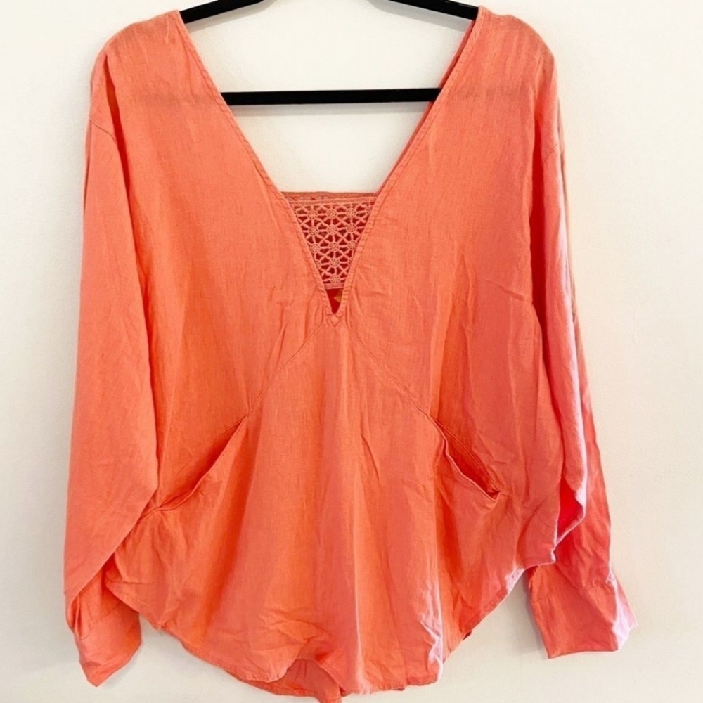 Free People Cotton Lace Blouse CoverUp Beach Shirt